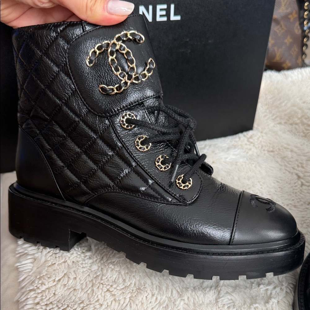 CHANEL Black Combat & Moto Boots - Picture 3 of 5